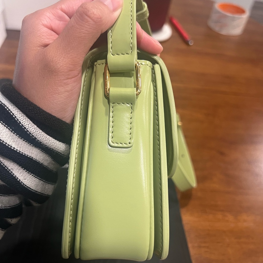 Celine Teen Triomphe Bag in Shiny Calfskin in Light Jade - Picture 5 of 11